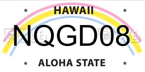 NQGD08 Hawaii License Plate