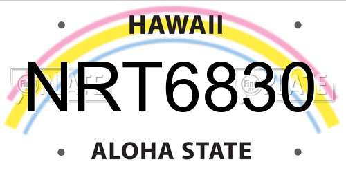 NRT6830 Hawaii License Plate