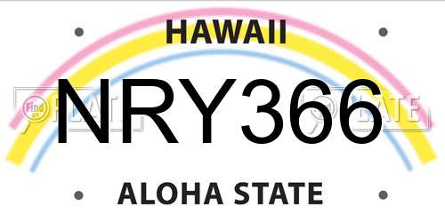 NRY366 Hawaii License Plate
