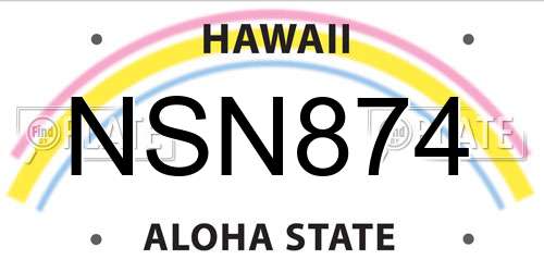 NSN874 Hawaii License Plate