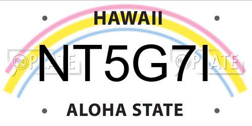 NT5G7I Hawaii License Plate