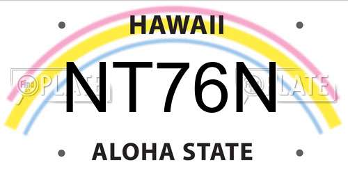 NT76N Hawaii License Plate