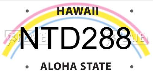 NTD288 Hawaii License Plate
