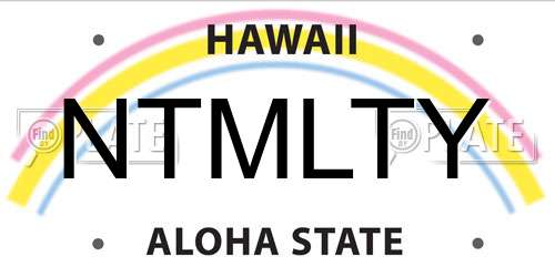 NTMLTY Hawaii License Plate