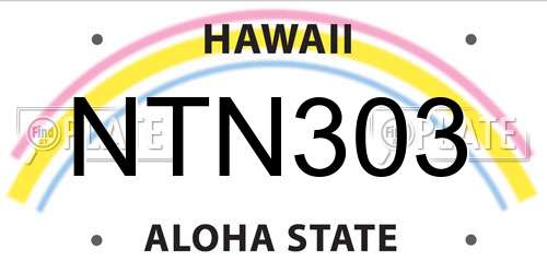 NTN303 Hawaii License Plate