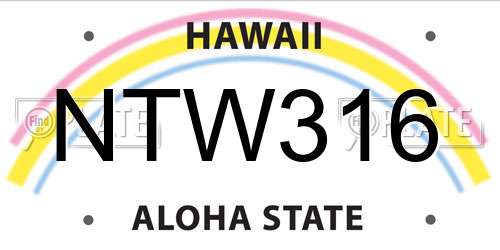 NTW316 Hawaii License Plate