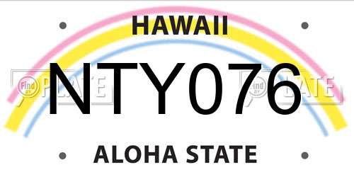 NTY076 Hawaii License Plate