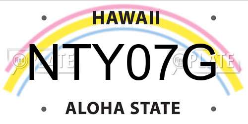 NTY07G Hawaii License Plate