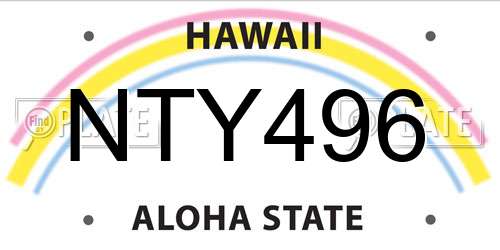 NTY496 Hawaii License Plate