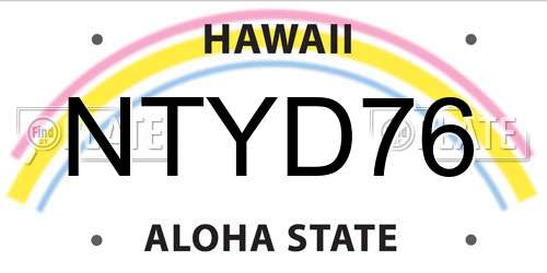 NTYD76 Hawaii License Plate