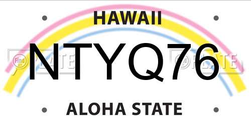 NTYQ76 Hawaii License Plate
