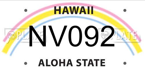 NV092 Hawaii License Plate