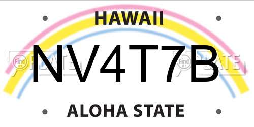 NV4T7B Hawaii License Plate