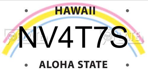 NV4T7S Hawaii License Plate