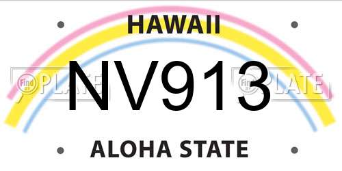 NV913 Hawaii License Plate