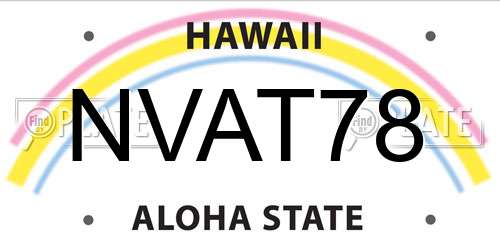 NVAT78 Hawaii License Plate