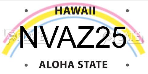 NVAZ25 Hawaii License Plate