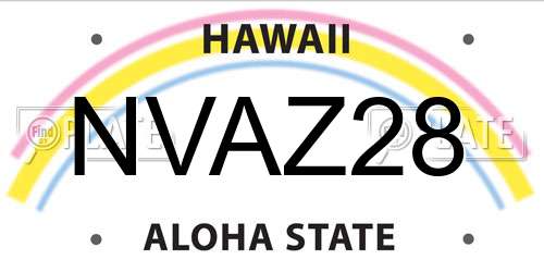 NVAZ28 Hawaii License Plate
