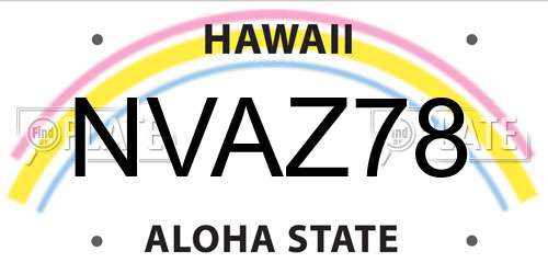 NVAZ78 Hawaii License Plate