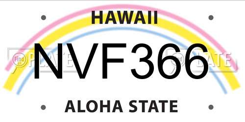 NVF366 Hawaii License Plate
