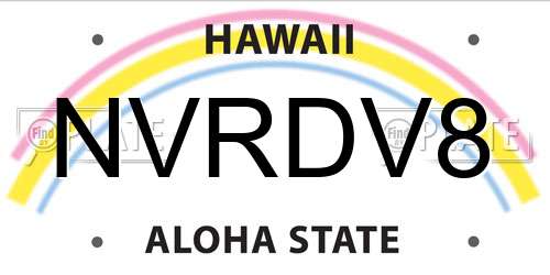 NVRDV8 Hawaii License Plate