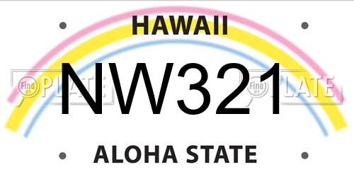 NW321 Hawaii License Plate
