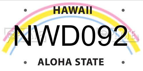 NWD092 Hawaii License Plate