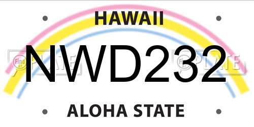 NWD232 Hawaii License Plate