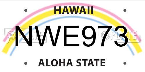 NWE973 Hawaii License Plate