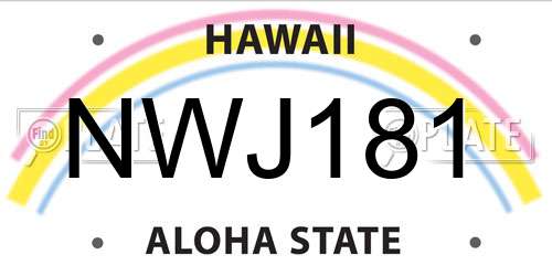 NWJ181 Hawaii License Plate