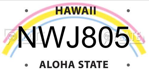 NWJ805 Hawaii License Plate