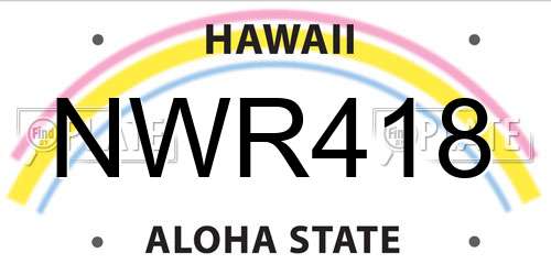 NWR418 Hawaii License Plate