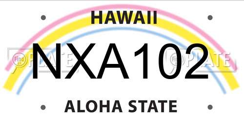NXA102 Hawaii License Plate