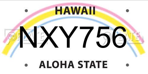 NXY756 Hawaii License Plate