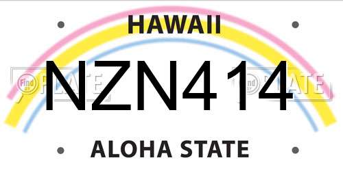 NZN414 Hawaii License Plate
