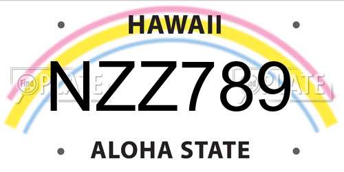 NZZ789 Hawaii License Plate