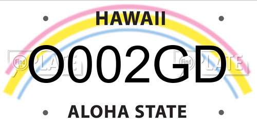 O002GD Hawaii License Plate