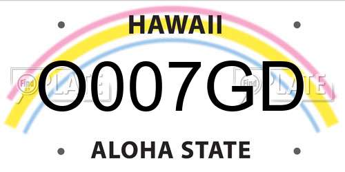 O007GD Hawaii License Plate
