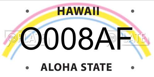 O008AF Hawaii License Plate