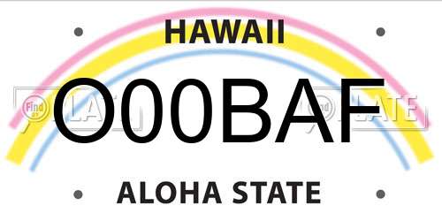 O00BAF Hawaii License Plate