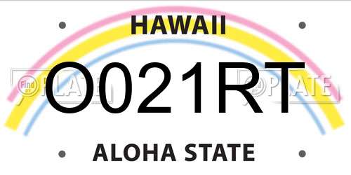 O021RT Hawaii License Plate