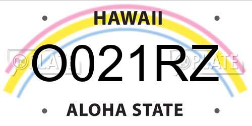 O021RZ Hawaii License Plate