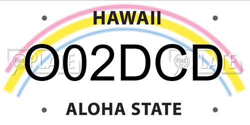 O02DCD Hawaii License Plate