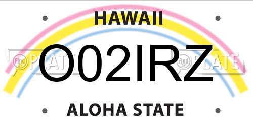 O02IRZ Hawaii License Plate