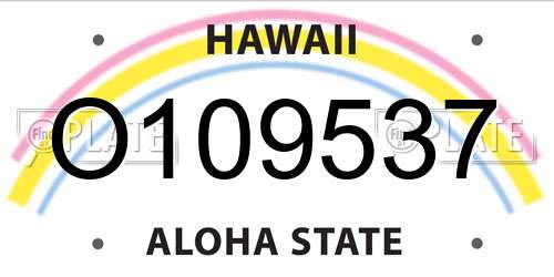 O109537 Hawaii License Plate