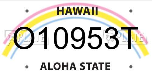 O10953T Hawaii License Plate
