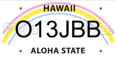 O13JBB Hawaii License Plate