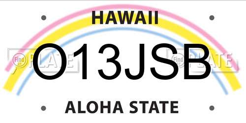 O13JSB Hawaii License Plate
