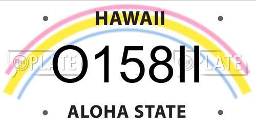 O158II Hawaii License Plate