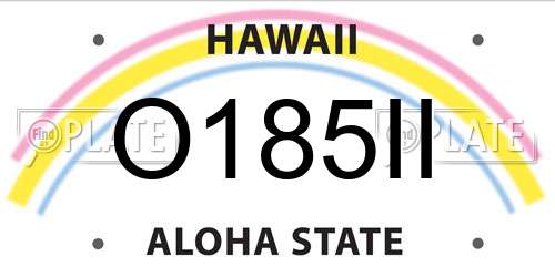 O185II Hawaii License Plate